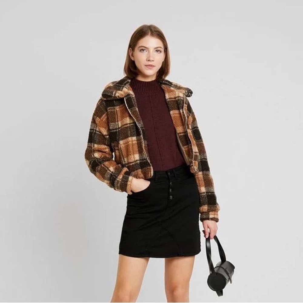 NWOT Tiger Mist Brooklyn Plaid Teddy Jacket